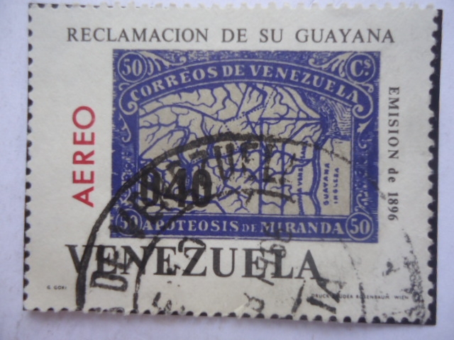 Reclamación de su Guayana-Apoteoisis de Miranda-Sello de 1896 dentro de otro Sello de 1965