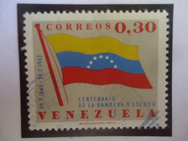 Centenario de la Bandera y Escudo de Venezuela (1863-1963) - Sobretasa de 0,20Bs sobre 0,70Bs