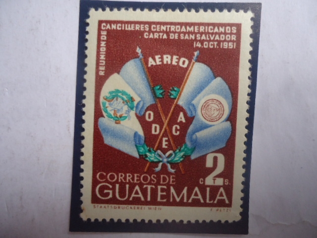 ODECA-Reuniones de Cancilleres Centroamericanos- Carta de San Salvador-Banderas de Guatemala y el Sa
