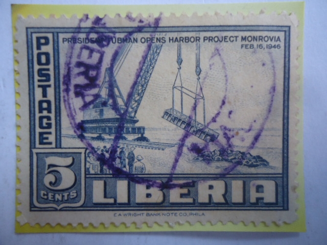 Puerto de Monrovia-Presidente Tubman abre proyecto de puerto Monrovia (Feb.1946)