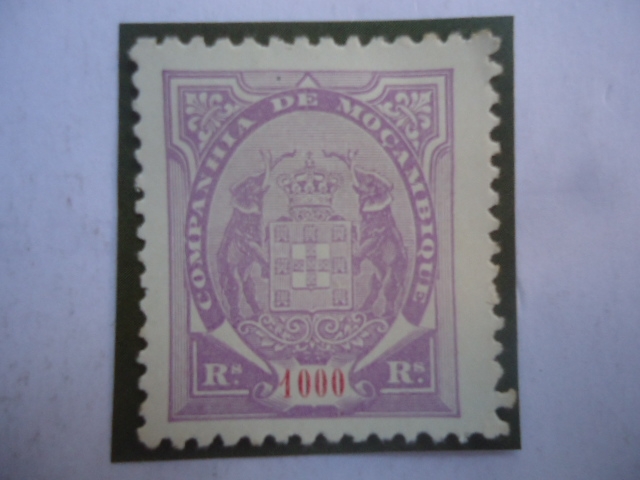 Escudo de Armas - Companhia de Mocambique - sello de 1000 Rs- Año 1895