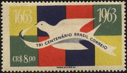 Paloma mensajera. Tercer centenario correo de Brasil.
