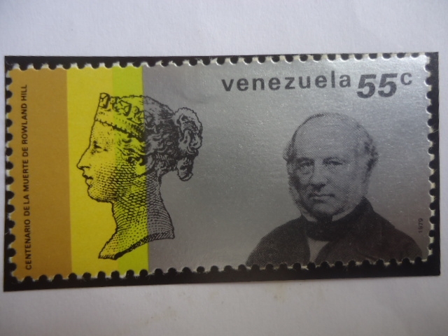 Sir Rowland Hill (1795-1879)-Cent. de la Muerte (1879-1979)-Creador del primer Sello:Penny Black.