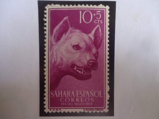 Ed:Es-Sh 142 - Shara Español - Hiena Rayada (Hyaena hyaena) - Día del Sello 1957 - Pro Infancia.
