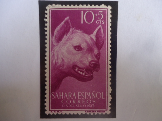 Ed:Es-Sh 142 - Shara Español - Hiena Rayada (Hyaena hyaena) - Día del Sello 1957 - Pro Infancia.