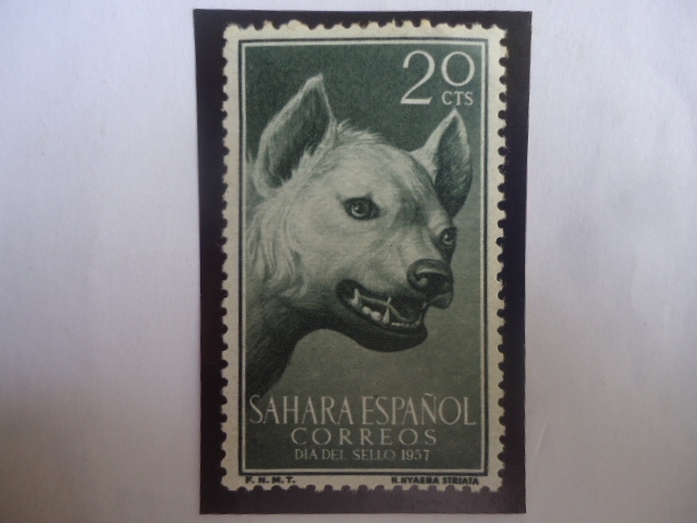 Ed: Es-Sh 144 - Shara Español - Hiena Rayada (Hyaena hyaena) - Día del Sello 1957 - Pro Infancia.