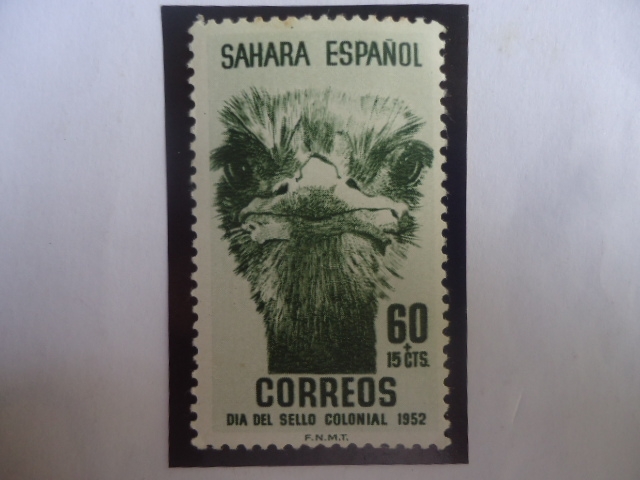 Ed:ES-SH 100 - Sahara Español - Avestruz - Día del Sello Colonial 1952.