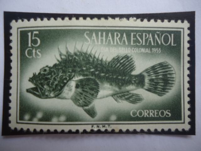 Ed:ES-SH 110 -sahara Español - Red Scorpionfish (Scorpaena serofa) - Día del Sello Colonial 1953