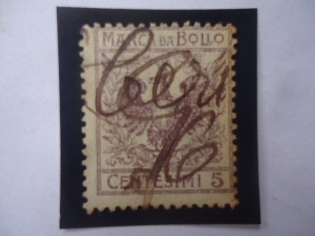 Marca da Bollo - Escudo e Armas - Águila heráldica - Sello de 5 Cént. Año 1905.