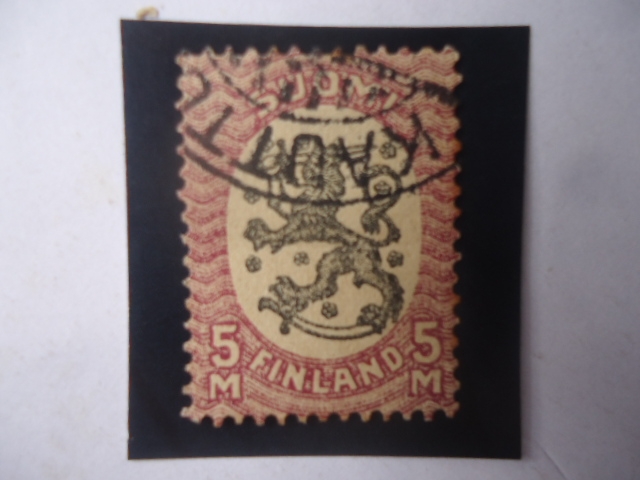 Escudo de Armas 1917- León Heráldico - Sello de 5  Marco Finlandés.