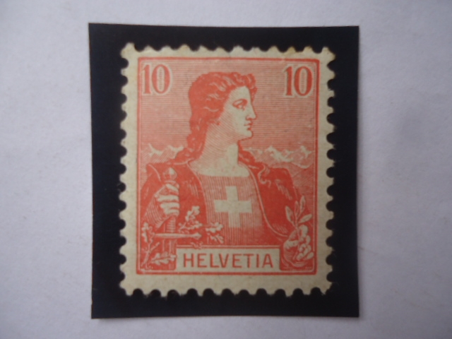 Helvetia - Serie: Helvetia - Sello de 10 Cénts. Suizo, del Año 1907.