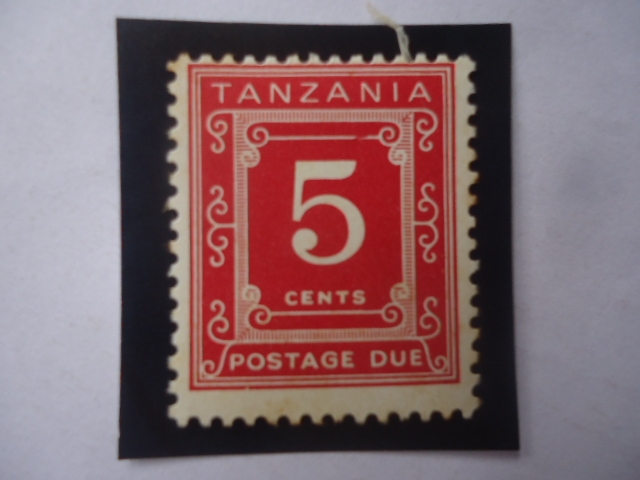 Postage Due - Sello de 5 Céntimos de Tanzania. Año 1969