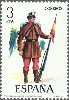 ESPAÑA 1977 2383 Sello Nuevo Serie Uniformes Militares Cabo 2º de Infanteria Cazadores