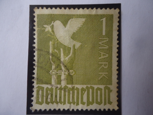 Trizona - Americana - Británica - Soviética - Manos y Paloma de la Paz - Sello de 1 reichsmark