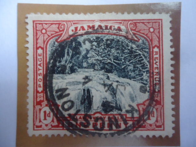 Llandovery Falls - Serie:Establecimiento de Jamaica como territorio Británico- Sello del año 1901.