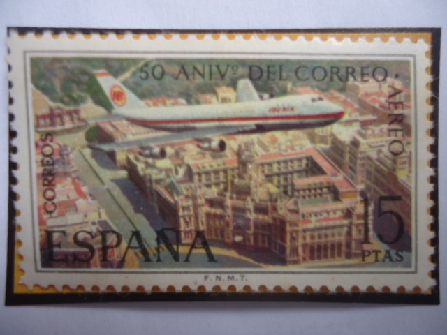 Ed:Es- 50 Aniversario del Correo Aéreo - Boeing 747, volando sobre Madrid.