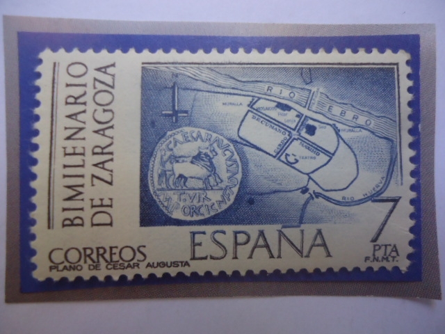 Ed:Es 2320- Bimilenario de Zaragoza - Plano de Cesar Augusta - Moneda