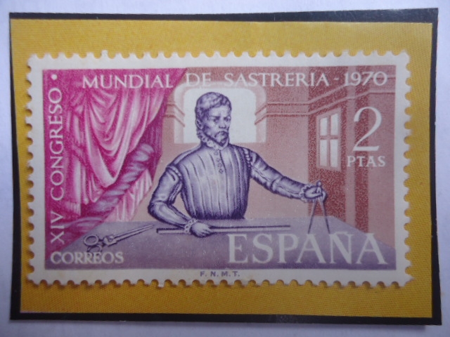 Ed:1988-XIV-Congreso Mundial de Sastrería(1970)-Portada del Libro de Juan de Alcega,Impreso Madrid.