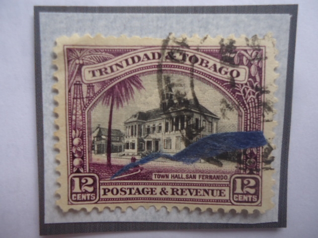 Town Hall, San Fernando- Ayuntamiento, San Fernando - Sello de 12 Cénts. de Trinidad y Tobago, Año 1