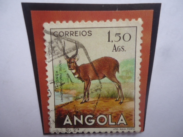 Sitatonga- Limnotragus Spekll Selousi- Serie: Fauna Africana- Sello de 1,50 Angolar Angoleño.