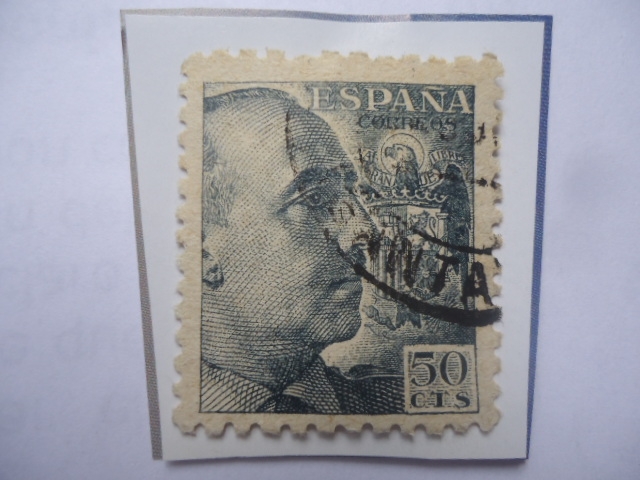 Ed:1053-Generalísimo Fco. Franco- Busto a la Derecha- Escudo de Armas- Serie:General Franco (1)- Sin