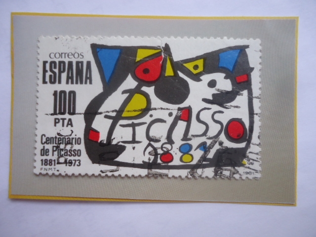 Ed:2609-Centenario de Picasso (1881-1973)-Pintura homenaje a Picasso del Pintor Surrealista Jean Mi