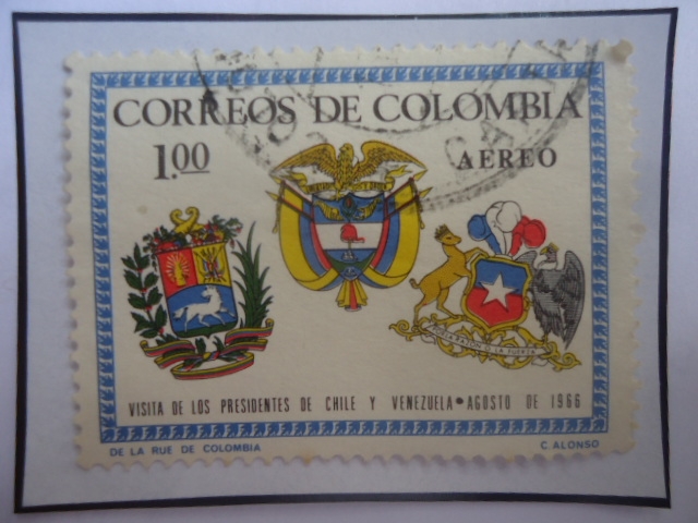 Visita de los Presidentes de Chile y Venezuela (Agosto 1966)-Eduardo Frei, Raúl Leoni, Lleras Restre