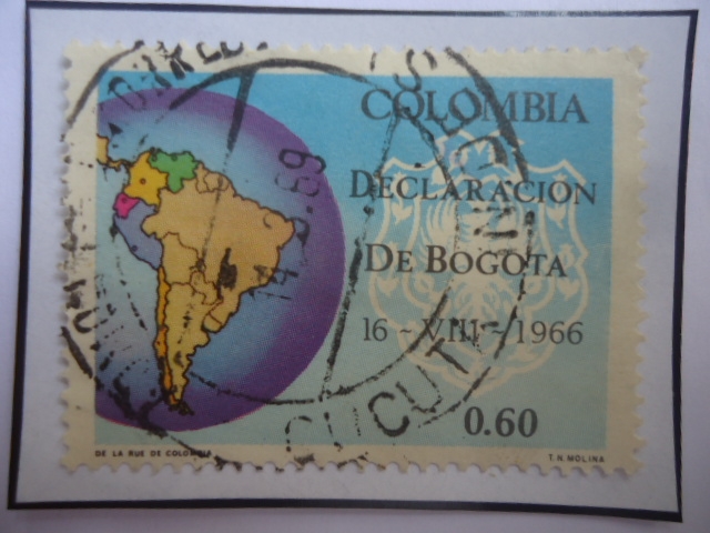 Declaración de Bogotá (16-VIII-1966)- Escudo de Arma-Mapa de Sur América.