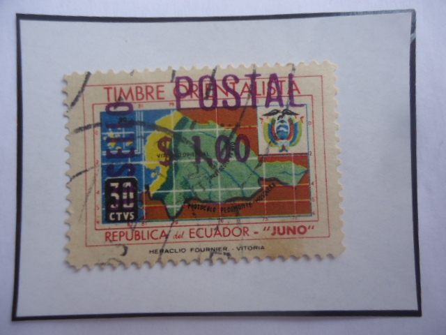Timbre Postal- Sobretasa de 1S sobre 30Ctvs.- Rep. del Ecuador 
