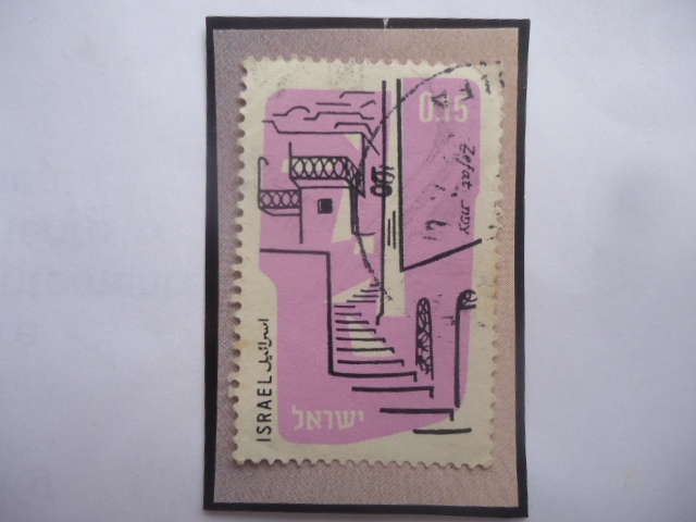 Zefat - Ciudad de Zefat - Serie: Atraciones- Sello de 0,15 Lira, año 1960