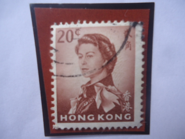 Queen Elizabeth II - Serie 1962-1972- Sello de 20 Centavos de Hong Kong.