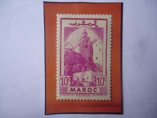 Quesnel del SEFREOU - Sello de 10 Cént. Marroquí del año 1945