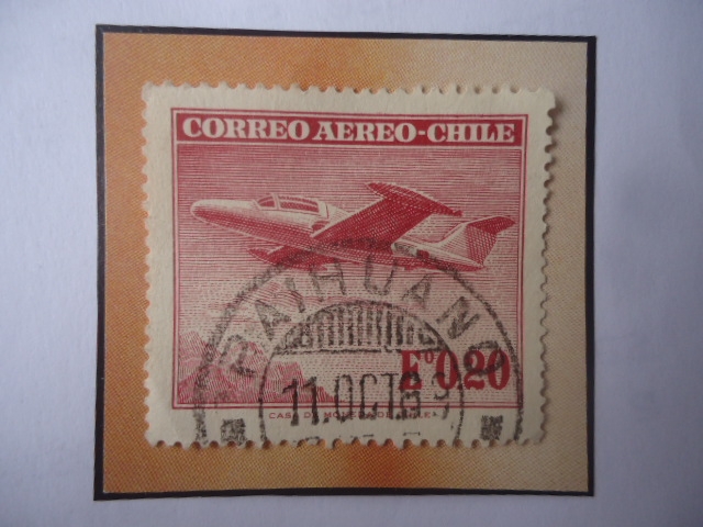 Línea Aérea Nacional-Chile -Monoplano Beechcraft-Bonanza- Nueva Moneda, Sello de 020 Escudo,año 1962