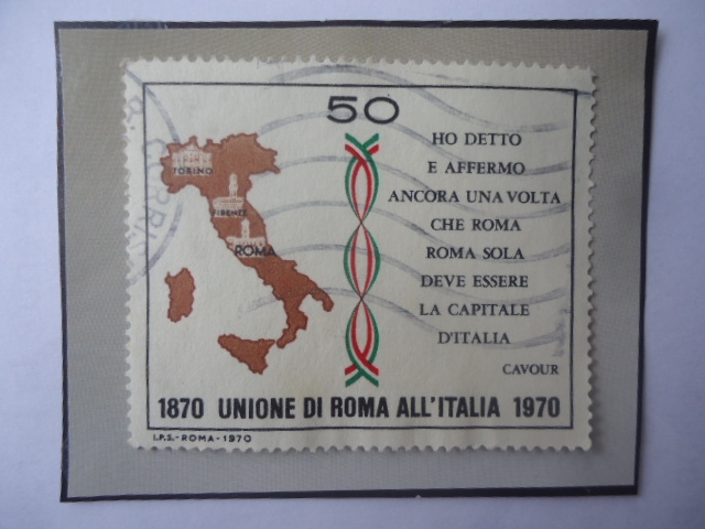 Unióne Di Roma All´Italia- Centenario de la unión de Roma con el Estado Papal (1870-1970)-Roma debe 