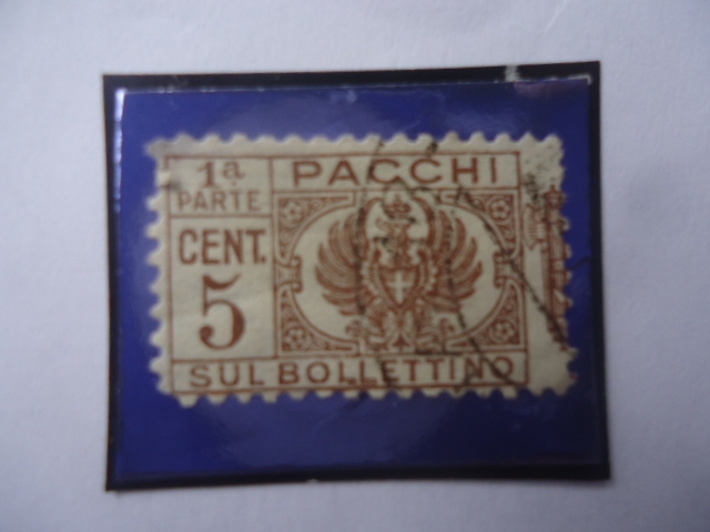 Pacchi Postali- Parcel Post 1927-39- Emisión: Paquete Postal- Sello de 5 Céntimo Italiano, año 1938.
