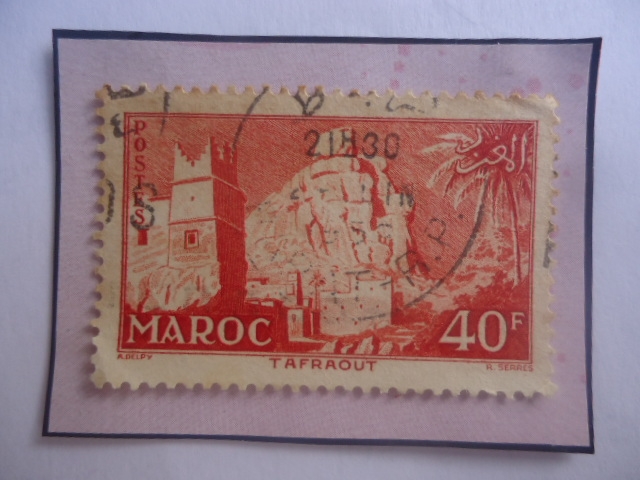 Tafraout - Marruecos- Monumentos- Sello de 40 Franco Marroquí, año 1952.