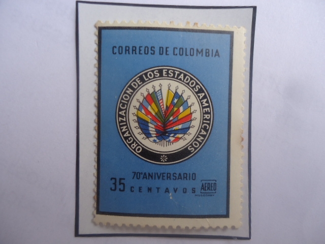 70°Aniversario-Organización de los Estados Americanos- OEA- Emblema-Banderas.