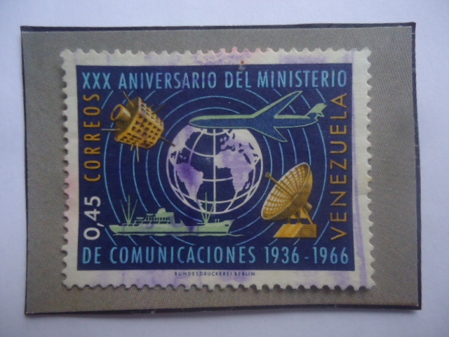 XXX Aniversario del Ministerio de Comunicaciones (1936-1966) - Emblema.