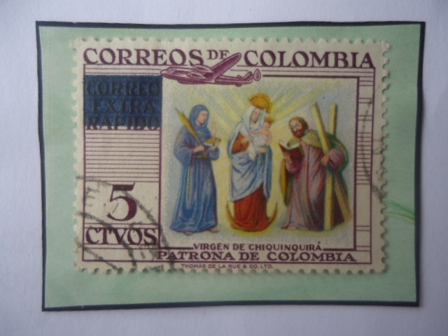 Virgen de Chiquinquirá- patrona de Colombia- Sello Sobrestampado- Correo Ordinario