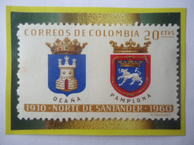 Departamento Norte de Santander- 50°Aniversario (1810-1960)- Escudos de Armas de Ocaña y Pamplona.