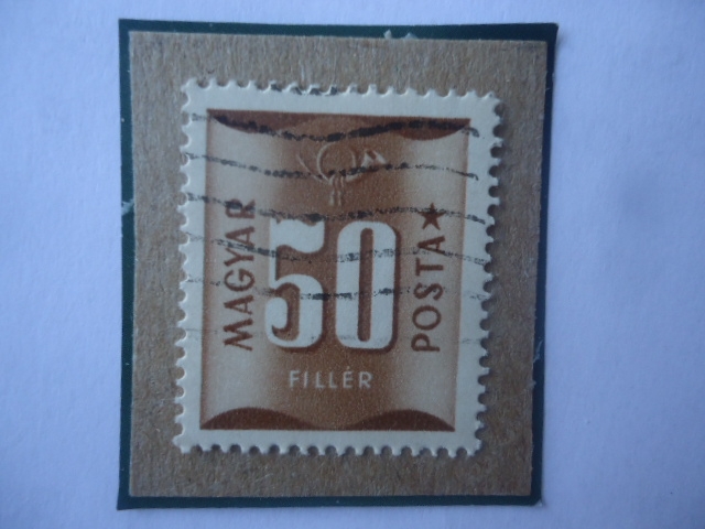 Postage Due- Números- Sello de 50 Fillér Húngaro, año 1951