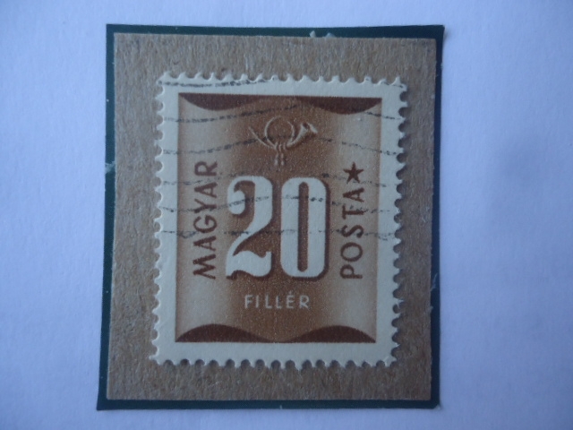Postage Due - Números- Sello de 20 Fillér Húngaro, año 1951