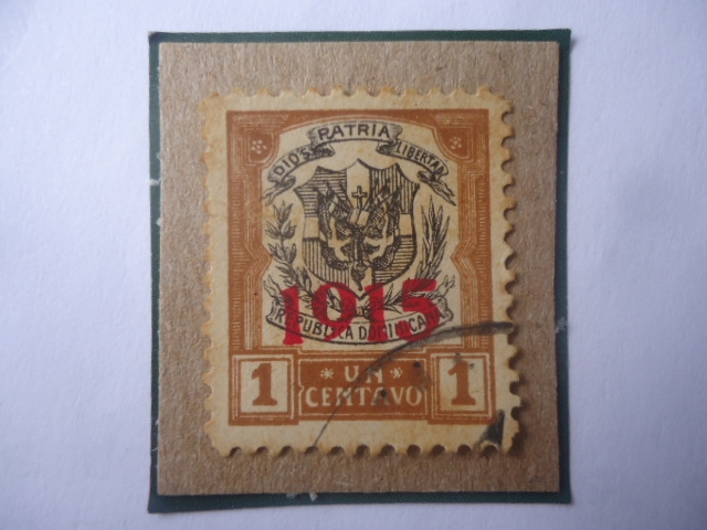 Escudo de rmas de la Republica Dominicana- Sello Sobrestampado (1915) 