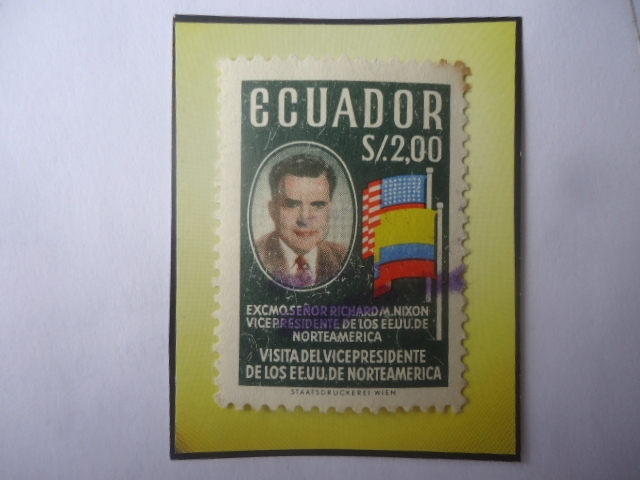 Visita del Vicepresidente de los EE .UU. Richard Nixon de Norteamérica- Sello de 2,00 Sucre Ecuatori