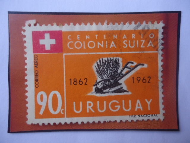 Coloninia Suiza o Nueva Helvecia (Ciudad en el Dpto. de Colonia) - Centenario (1862-1962)- Emblema.