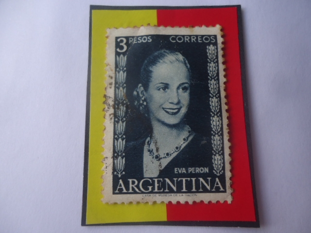Eva Perón (1919-1952)-(También llamada:Eva María Duarte  de Perón)-Sello de 3 m$n peso nacional Arge