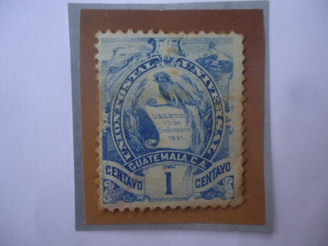 Escudo de Armas (1871-1968)-- Sello de 1 Ctv. guatemalteco, año 1886.