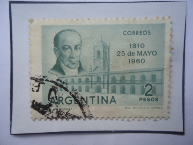 Juan Paso (1758-1833)-150°Aniv. del 1810 23 de mayo 1960-Sello  2 m$n Peso Nacional Argentino, año 1