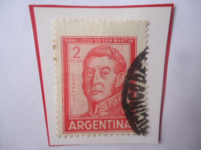 General José Francisco de San Martín (1778-1850)-Serie:Personalidades- Sello de  2 m$n peso Nacional