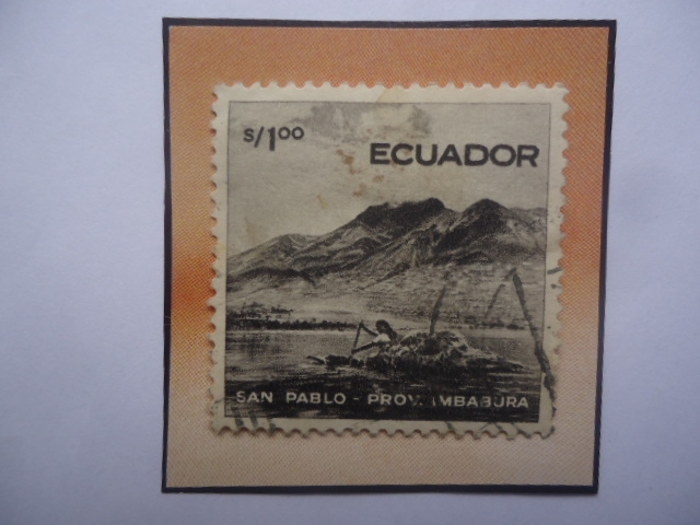 San Pablo- Provincia Imbabura- Ríos y Paisajes- sello de 1,00 S/. Sucre año 1956.